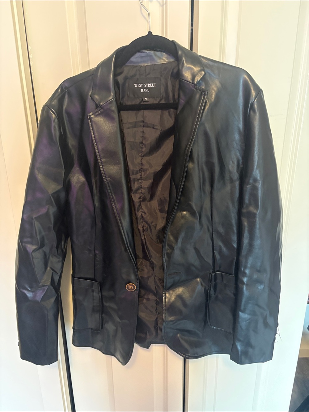West Street HAKU Black Faux Leather Jacket - XL